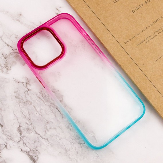 Чехол для Apple iPhone 13 Pro Max (6.7"") - TPU+PC Fresh sip series Бирюзовый / Розовый