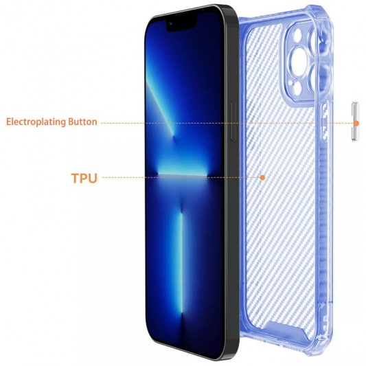 Чехол TPU Ease Carbon color series для Apple iPhone 13 Pro Max (6.7") Синий / Прозрачный - изображение 1