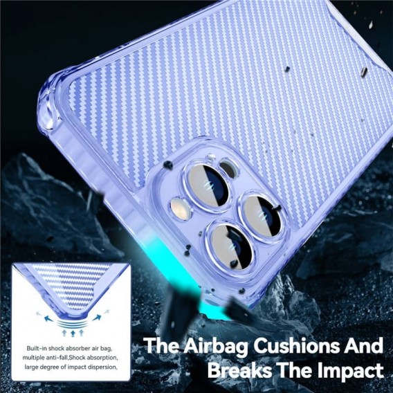 Чехол для Apple iPhone 13 Pro Max (6.7"") - TPU Ease Carbon color series Синий / Прозрачный