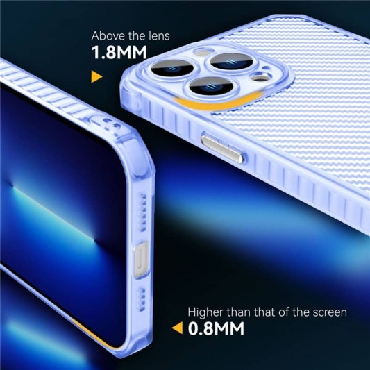Чехол TPU Ease Carbon color series для Apple iPhone 13 Pro Max (6.7") Синий / Прозрачный - изображение 3