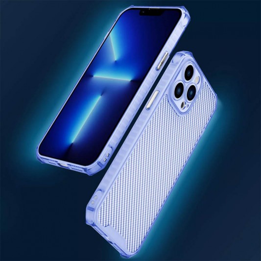 Чехол TPU Ease Carbon color series для Apple iPhone 13 Pro Max (6.7") Синий / Прозрачный - изображение 6