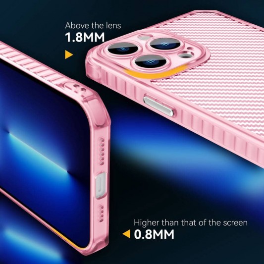 Чехол TPU Ease Carbon color series для Apple iPhone 13 Pro Max (6.7") Розовый / Прозрачный - изображение 2