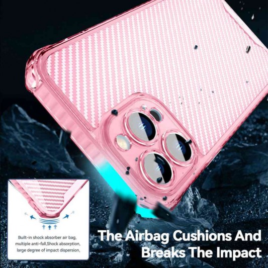 Чехол TPU Ease Carbon color series для Apple iPhone 13 Pro Max (6.7") Розовый / Прозрачный - изображение 3