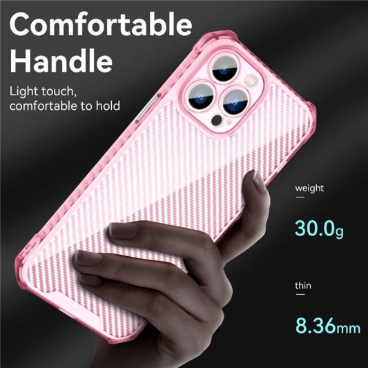 Чехол TPU Ease Carbon color series для Apple iPhone 13 Pro Max (6.7") Розовый / Прозрачный - изображение 5