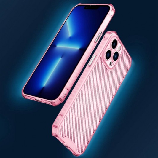 Чехол TPU Ease Carbon color series для Apple iPhone 13 Pro Max (6.7") Розовый / Прозрачный - изображение 6