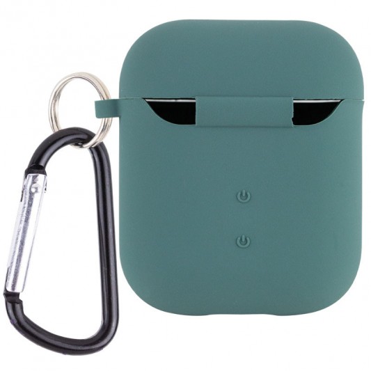 Силіконовий футляр з мікрофіброю для навушників Airpods 1/2 Зелений / Pine green - зображення 1 