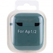 Силіконовий футляр з мікрофіброю для навушників Airpods 1/2 Зелений / Pine green