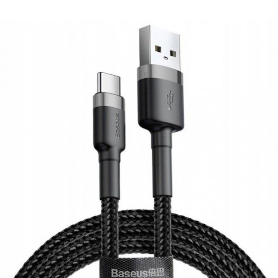 Дата кабель Baseus Cafule Type-C Cable 3A (1m) (CATKLF-B) Чорний / Сірий
