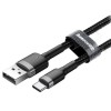 USB кабель для телефона Baseus Cafule Type-C Cable 3A (1m) (CATKLF-B) Черный / Серый