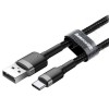 USB кабель для телефона Baseus Cafule Type-C Cable 3A (1m) (CATKLF-B) Черный / Серый