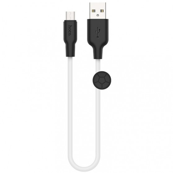 Кабель зарядки для телефона, планшета Hoco X21 Plus Silicone MicroUSB Cable (0.25m) Черный / Белый