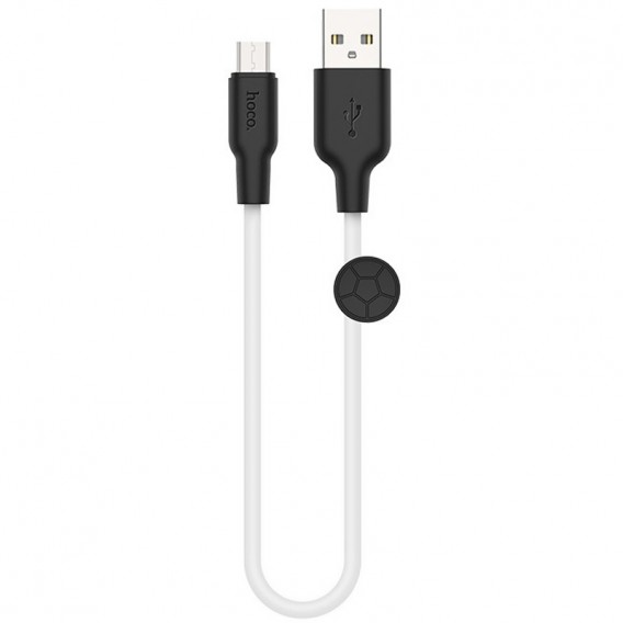 Кабель зарядки для телефона, планшета Hoco X21 Plus Silicone MicroUSB Cable (0.25m) Черный / Белый