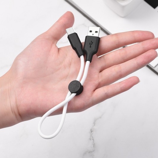Кабель зарядки для телефона, планшета Hoco X21 Plus Silicone MicroUSB Cable (0.25m) Черный / Белый - изображение 2