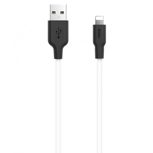 Дата кабель Hoco X21 Plus Silicone Lightning Cable (2m) black_white - изображение 1