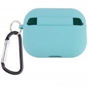 Силіконовий футляр з мікрофіброю для навушників Airpods Pro Бірюзовий / Marine Green
