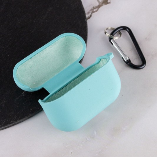 Силіконовий футляр з мікрофіброю для навушників Airpods Pro Бірюзовий / Marine Green - зображення 3 