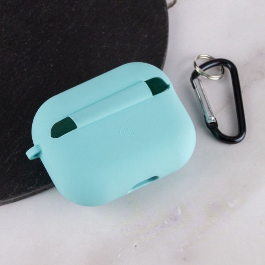 Силіконовий футляр з мікрофіброю для навушників Airpods Pro Бірюзовий / Marine Green - зображення 5 