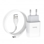 Зарядний пристрій Hoco C72A (1USB/2.1A) + Type-C Білий