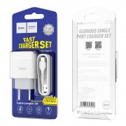 Зарядний пристрій Hoco C72A (1USB/2.1A) + Type-C Білий