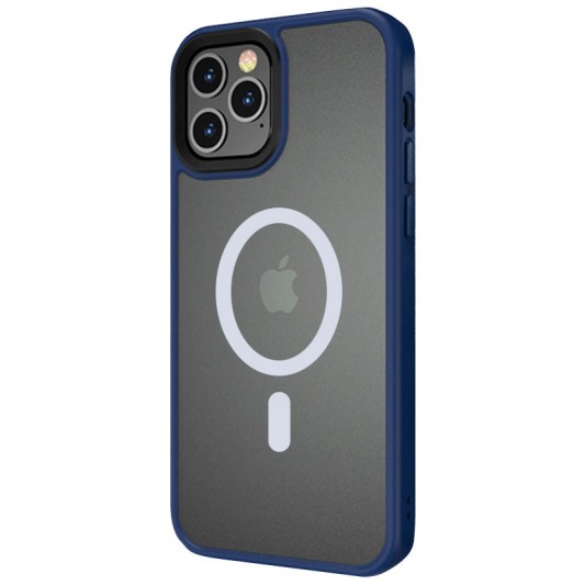 TPU+PC чехол Metal Buttons with MagSafe для Apple iPhone 12 Pro Max (6.7") Синий - изображение 1