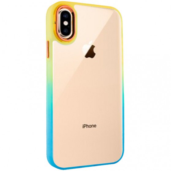 Чехол TPU+PC Fresh sip series для Apple iPhone XS Max (6.5") Бирюзовый / Оранжевый