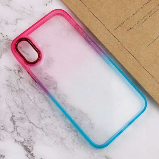 Чехол TPU+PC Fresh sip series для Apple iPhone XS Max (6.5") Бирюзовый / Розовый - изображение 2