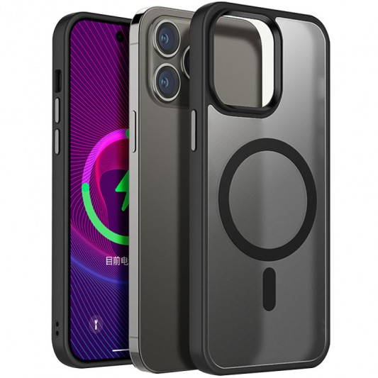 TPU+PC чохол Metal Buttons with MagSafe для Apple iPhone 14 Pro Max (6.7") Чорний - зображення 1 