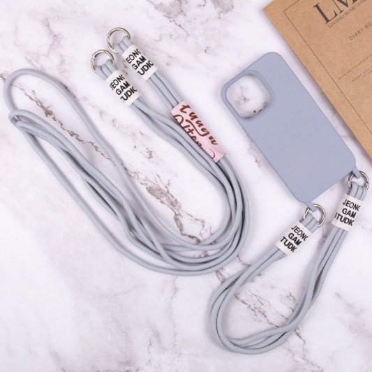 Чехол TPU two straps California для Apple iPhone 13 (6.1") Серый / Stone - изображение 5