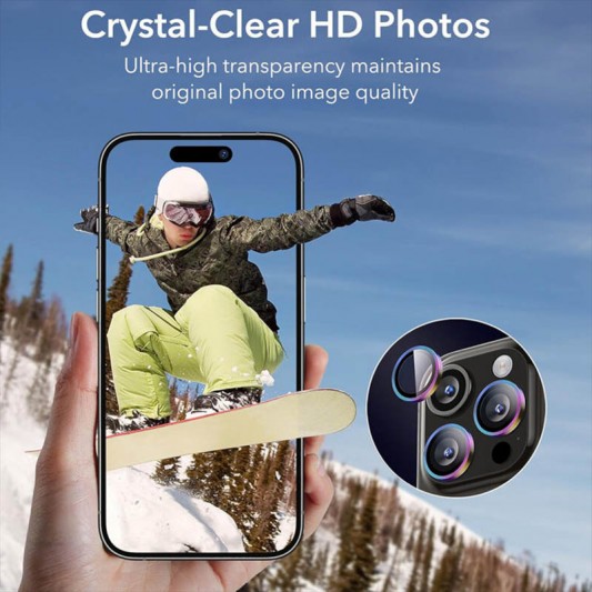 Захисне скло на камеру для iPhone 14 Pro / 14 Pro Max - Metal Classic, Бузковий / Rainbow - зображення 3 