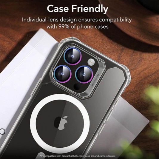 Захисне скло на камеру для iPhone 14 Pro / 14 Pro Max - Metal Classic, Бузковий / Rainbow - зображення 4 