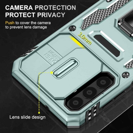 Ударопрочный чехол Camshield Army Ring для Samsung Galaxy A23 4G Зеленый / Light Green - изображение 5