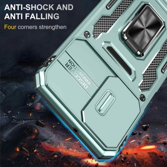 Ударопрочный чехол Camshield Army Ring для Samsung Galaxy A23 4G Зеленый / Light Green - изображение 6