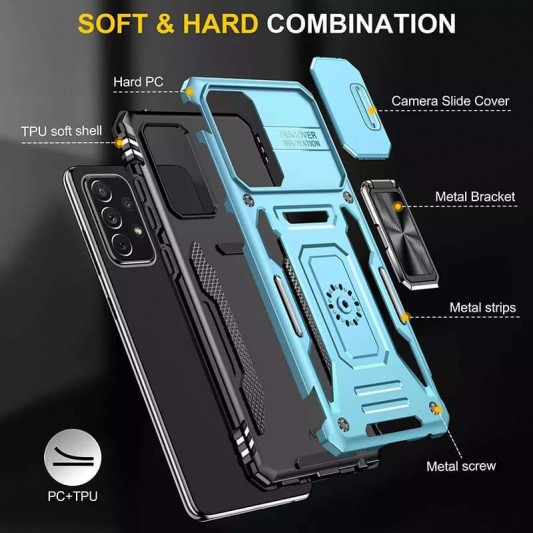 Ударопрочный чехол Camshield Army Ring для Samsung Galaxy A33 5G Голубой / Light Blue - изображение 2