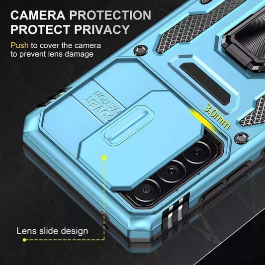Ударопрочный чехол Camshield Army Ring для Samsung Galaxy A33 5G Голубой / Light Blue - изображение 3