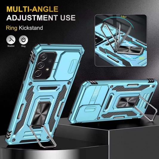 Ударопрочный чехол Camshield Army Ring для Samsung Galaxy A33 5G Голубой / Light Blue - изображение 5