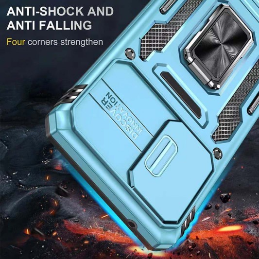 Ударопрочный чехол Camshield Army Ring для Samsung Galaxy A33 5G Голубой / Light Blue - изображение 6