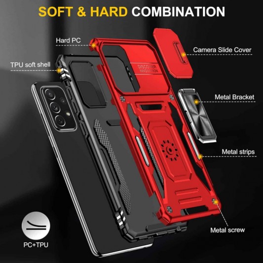 Ударопрочный чехол Camshield Army Ring для Samsung Galaxy A33 5G Красный / Red - изображение 4