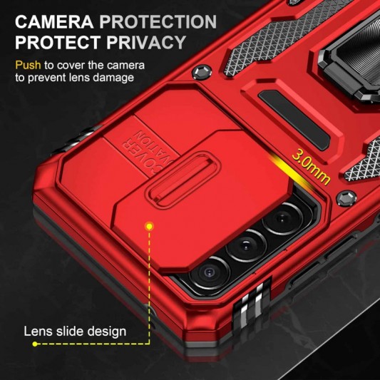 Ударопрочный чехол Camshield Army Ring для Samsung Galaxy A33 5G Красный / Red - изображение 5