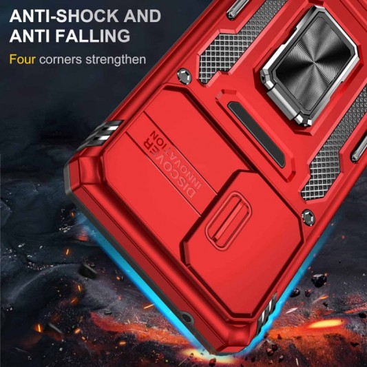 Ударопрочный чехол Camshield Army Ring для Samsung Galaxy A33 5G Красный / Red - изображение 6