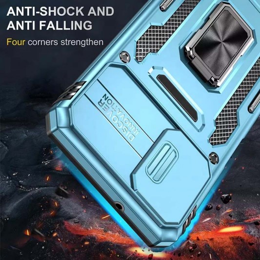 Ударопрочный чехол Camshield Army Ring для Samsung Galaxy M53 5G Голубой / Light Blue - изображение 2