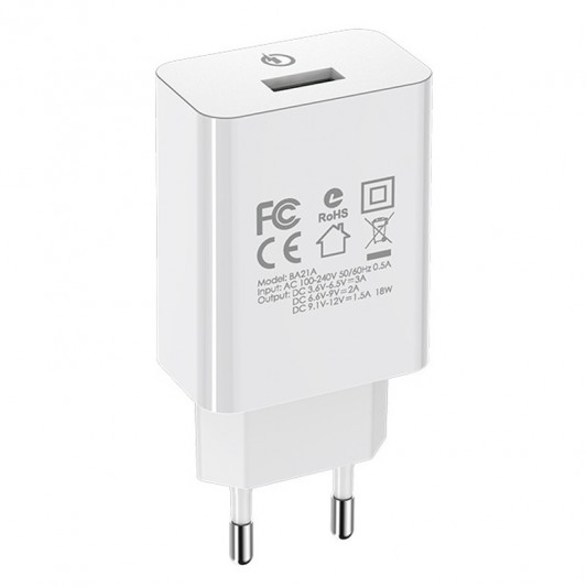 СЗУ Borofone BA21A Long journey QC3.0 3A (1USB-A) Белый - изображение 3