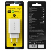 Зарядное устройство для телефона - Borofone BA21A Long journey QC3.0 (1USB/3A) Белый