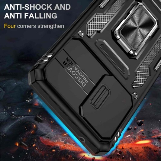 Ударопрочный чехол Camshield Army Ring для Samsung Galaxy A13 4G / A04s Черный / Black - изображение 2