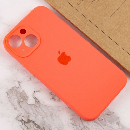 Чехол Silicone Case Full Camera Protective (AA) для Apple iPhone 14 Plus (6.7") Оранжевый / Pink citrus - изображение 3