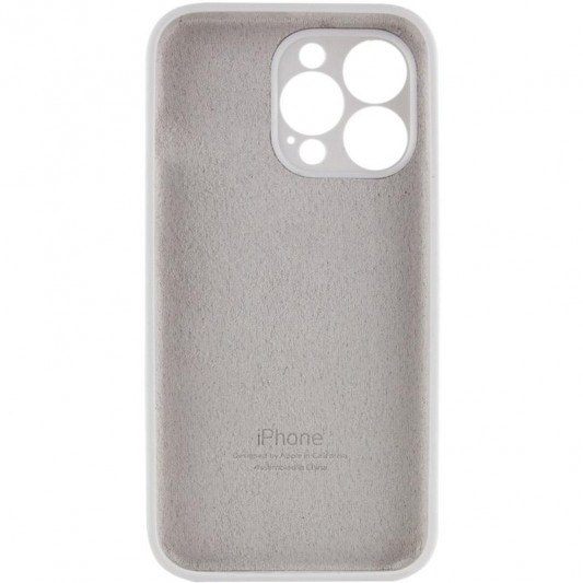 Чехол Silicone Case Full Camera Protective (AA) для Apple iPhone 14 Pro (6.1") Белый / White - изображение 3