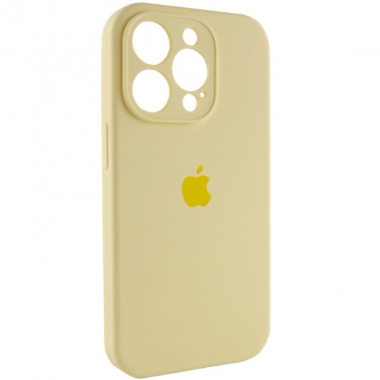 Чехол Silicone Case Full Camera Protective (AA) для Apple iPhone 14 Pro (6.1") Желтый / Mellow Yellow - изображение 1