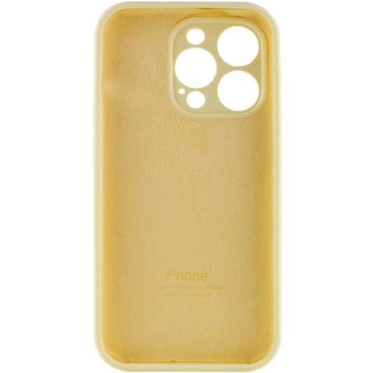 Чехол Silicone Case Full Camera Protective (AA) для Apple iPhone 14 Pro (6.1") Желтый / Mellow Yellow - изображение 3