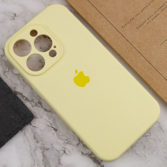 Чехол Silicone Case Full Camera Protective (AA) для Apple iPhone 14 Pro (6.1") Желтый / Mellow Yellow - изображение 4