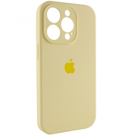 Чехол Silicone Case Full Camera Protective (AA) для Apple iPhone 14 Pro (6.1") Желтый / Mellow Yellow - изображение 1