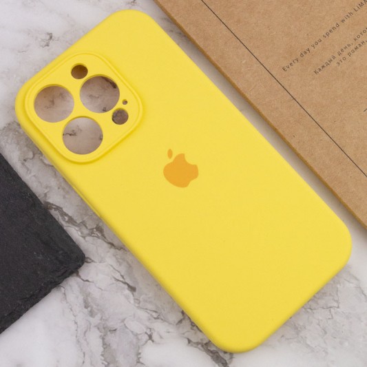 Чехол Silicone Case Full Camera Protective (AA) для Apple iPhone 14 Pro (6.1") Желтый / Yellow - изображение 4